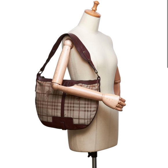 Burberry Vintage Nova Check Leather Shoulder Hobo Bag - Picture 15 of 15